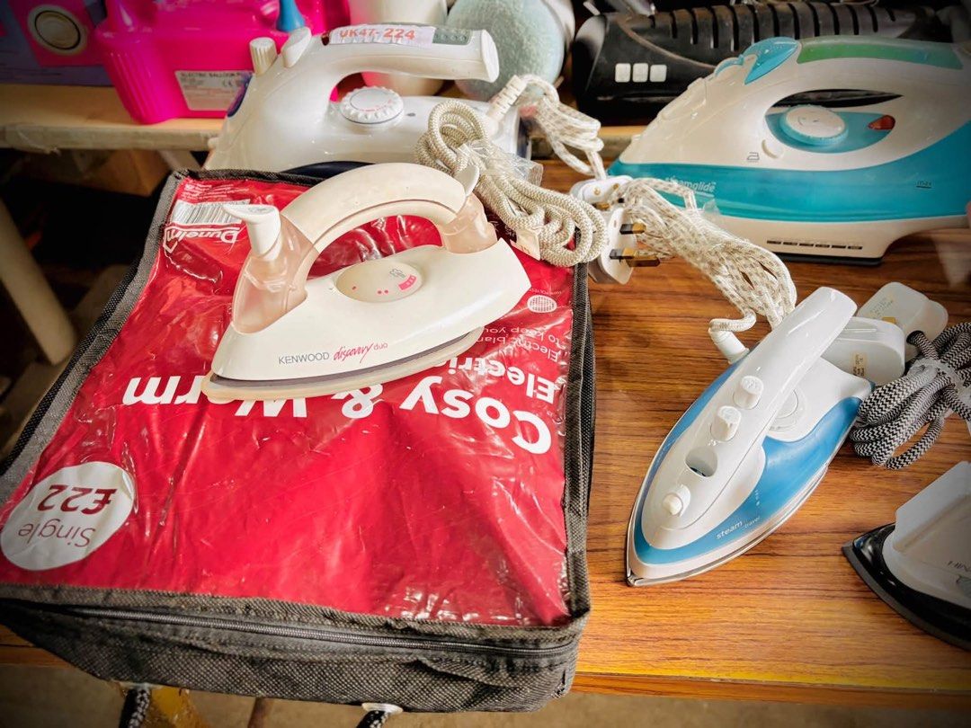 NEW ARRIVAL 🇬🇧🇯🇵 (Category: Hair) located in Manila. Submitted by starbalesukandjapansurplus (Listing ID 1461324134, Image 3). Description: - Bundle includes: Kenwood iron, Remington travel iron, and other steam irons. - Also includes a Nuvou 360° spin body brush. - All items come with their original cords and plugs. - Some items are still in their original packaging. - Ideal for both home use and travel needs..