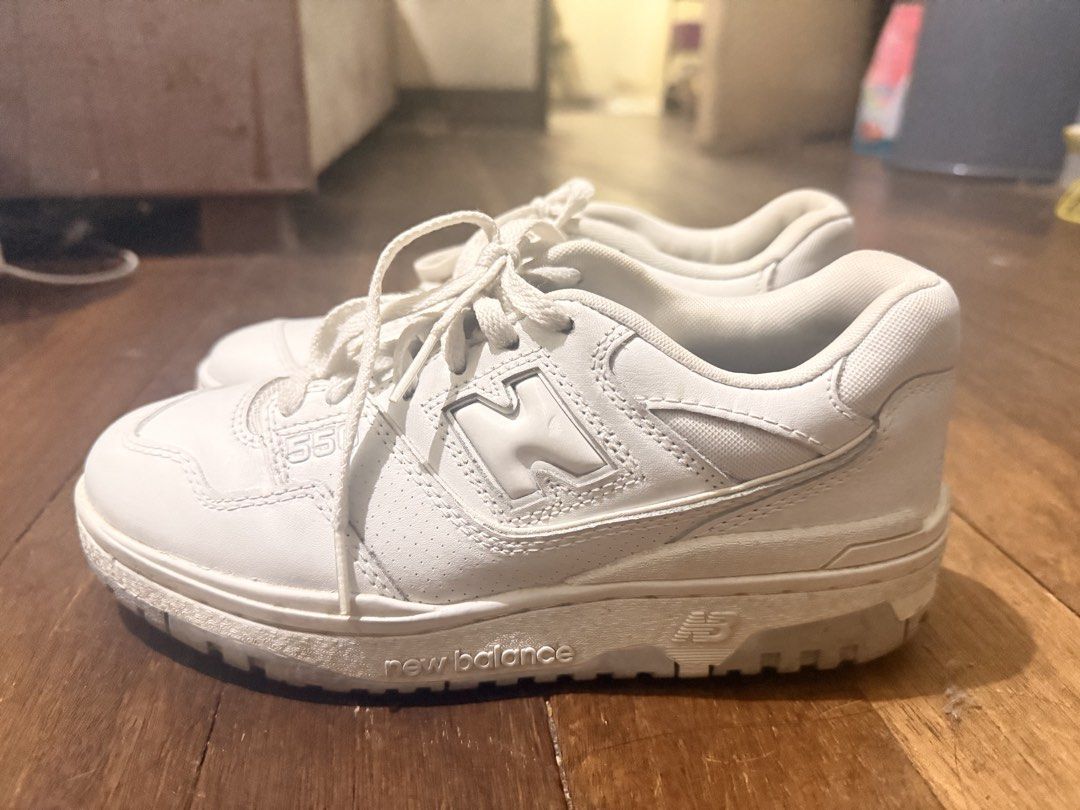New Balance 550 White Sneakers (Category: Sneakers) located in Quezon City. Submitted by earlyyy0729 (Listing ID 1461233743, Image 2). Description: - Classic white New Balance 550s - Low-top design - Leather upper with perforations - Lace-up closure - Super versatile, goes with everything - Great for daily wear - US 5 / 23 CM RFS: Hindi na po masyado nasusuot. 3x lang nagamit. no box na. Bought it from Korea. Lady Owned 🙂.
