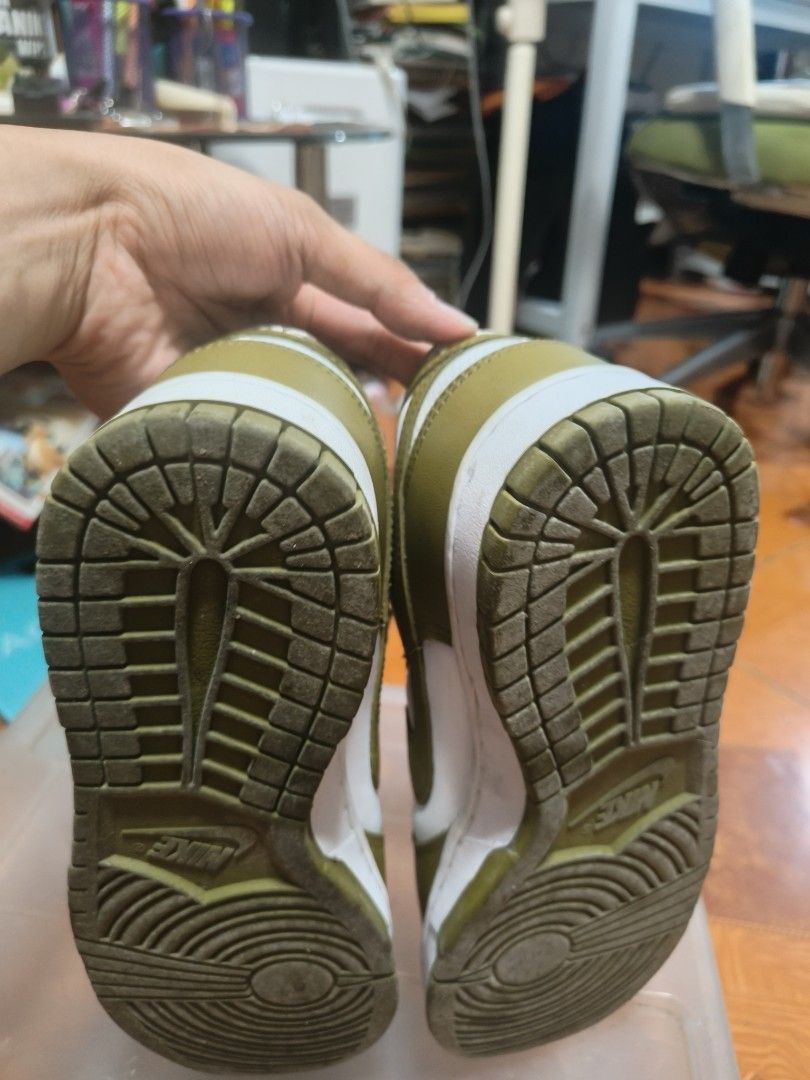 Nike Dunk Low Olive Green White (Category: Sneakers) located in Quezon City. Submitted by yglewis13 (Listing ID 1461274221, Image 3). Description: for sale Nike Dunk Low - Color: Olive Green and White - Classic silhouette - Comes with shoe trees - Ideal for everyday wear size 9 good cond used only 5x with crease protect i still have the box 3500 only rfs: di na nagagamit pm details.