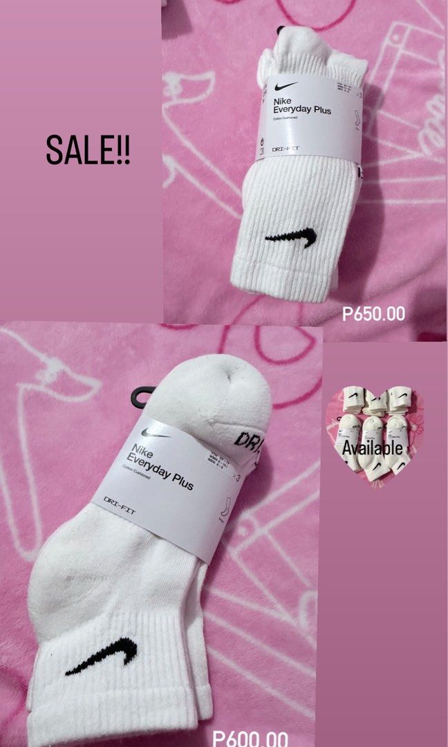 NIKE Everyday Plus Socks (Category: Announcements) located in Porac. Submitted by chiaseed03 (Listing ID 1461273099, Image 1). Description: Nike Everyday Plus Socks Size: MM Brand New Original 3 pairs .