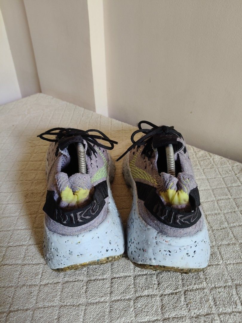 Nike Space Hippie 04 Grey Volt (Category: Sneakers) located in Dumaguete. Submitted by happyocean_14dac6 (Listing ID 1461149126, Image 2). Description: - Nike Space Hippie 04 sneakers - Grey knit upper with volt green accents - Unique speckled sole made from recycled materials - Lace-up closure - Perfect for everyday wear or light workouts - Please check photos for condition details - Galing Hongkong balik bayan box - Minimal signs of usage only.