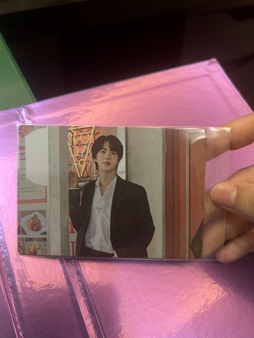 Official BTS Jin Mini Photocard - 2/4 (Category: K-Wave Merchandise) located in Taguig. Submitted by kat_hizon92 (Listing ID 1461230722, Image 1). Description: 🖤 Official BTS Jin Mini Photocard 2/4 🖤 Permission to Dance On Stage 💰 ₱180 - slightly negotiable Condition: Sealed / good condition Kept in protective plastic. Slowly letting go of some of my BTS collection, so this one is looking for a new home. 🥲💜 📍 BGC, Taguig 📦 Shipping availab