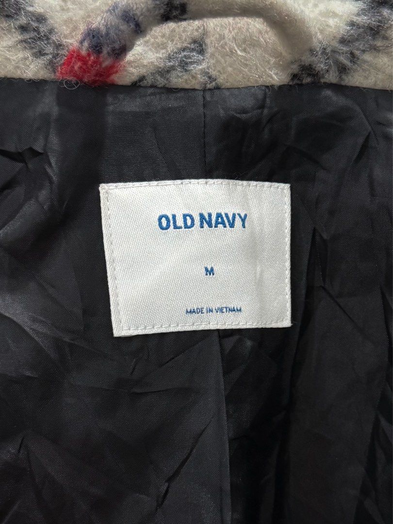 Old Navy Red Plaid Wool Blend Coat (Category: Coats, Jackets and Outerwear) located in Cabanatuan. Submitted by alysanne0910 (Listing ID 1461121774, Image 3). Description: Size: best fits Large Can do shipping nationwide. Courier: J&T. Shipping fee to be shouldered by buyer. - Classic red, white, and black plaid design - Warm wool blend material - Two front pockets - Button closure - Great for layering in cooler weather - Brand: Old Navy - Size: 