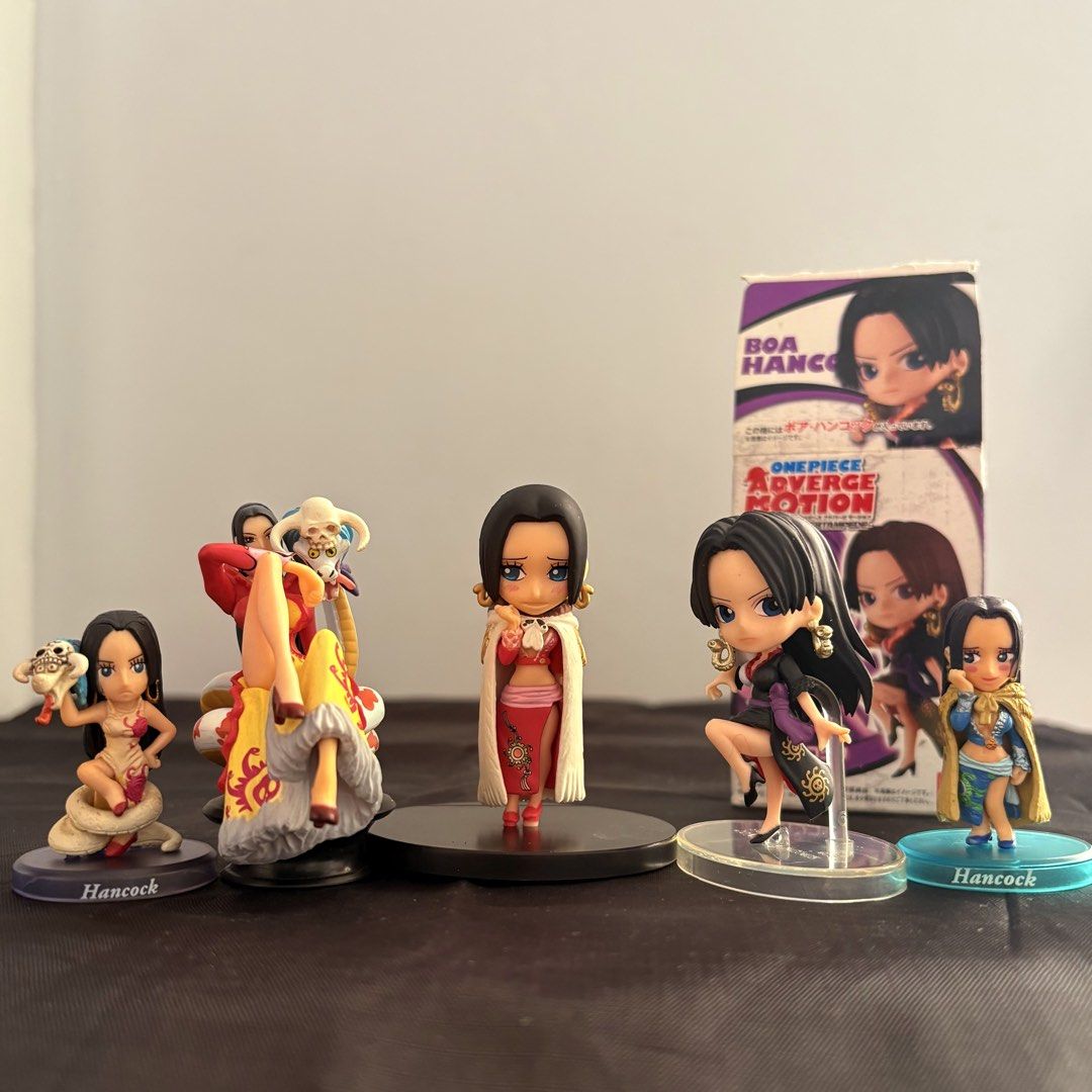 One Piece Boa Hancock Adverge Motion Figures Set (Category: Figurines & Statues) located in Manila. Submitted by tj.merch (Listing ID 1461262513, Image 1). Description: - Set of One Piece Boa Hancock Adverge Motion figures - Features multiple poses and variations of Boa Hancock - One figure still includes its original box - A must-have for any One Piece fan's collection.