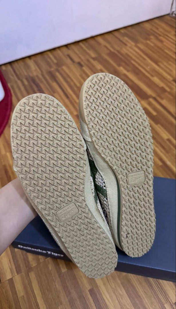 Onitsuka Mexico 66 Sabot (Category: Slippers and slides) located in Manila. Submitted by iamcv8 (Listing ID 1461248867, Image 2). Description: Selling Mexico 66 Sabot Beige/Green Good as new Once lang po na use No issue Bought for 9k ar SM MOA Rfs: decluttering.