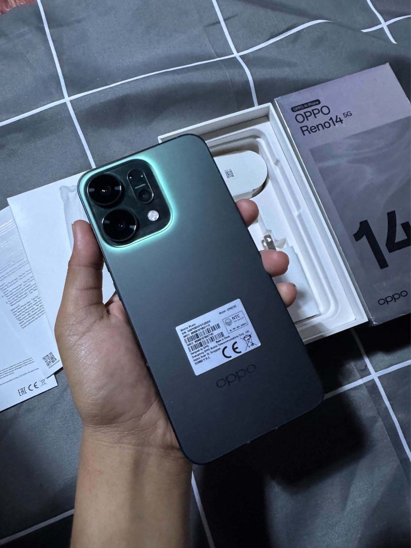 OPPO RENO 14 5G (Category: OPPO) located in Manila. Submitted by rcvrnn (Listing ID 1461263513, Image 1). Description: OPPO RENO 14 5G 12GB RAM | 256GB ROM 6.59 INCH AMOLED 120Hz DISPLAY MEDIATEK DIMENSITY 8350 PROCESSOR 6000 mAh BATTERY 80W SUPERVOC FAST CHARGING INCLUSION: Original Box, Charger, Cord, Sim Injector and Case 17,500.