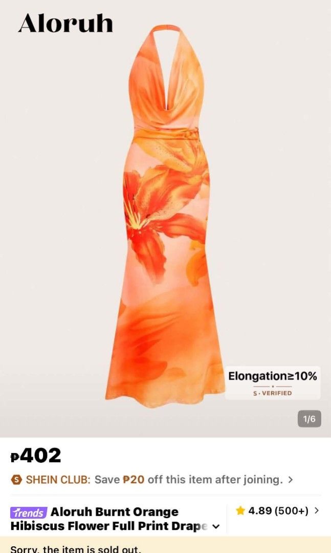 Orange Floral Dress (Category: Dresses) located in San Carlos. Submitted by atapz.thrift (Listing ID 1461269495, Image 3). Description: fits small - medium no issue worn once.
