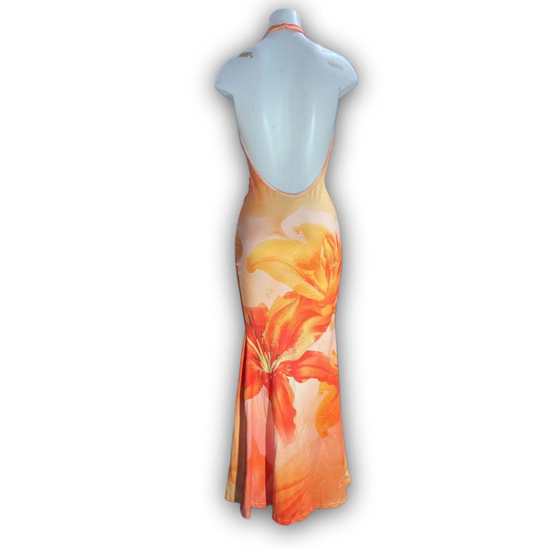 Orange Floral Dress (Category: Dresses) located in San Carlos. Submitted by atapz.thrift (Listing ID 1461269495, Image 2). Description: fits small - medium no issue worn once.