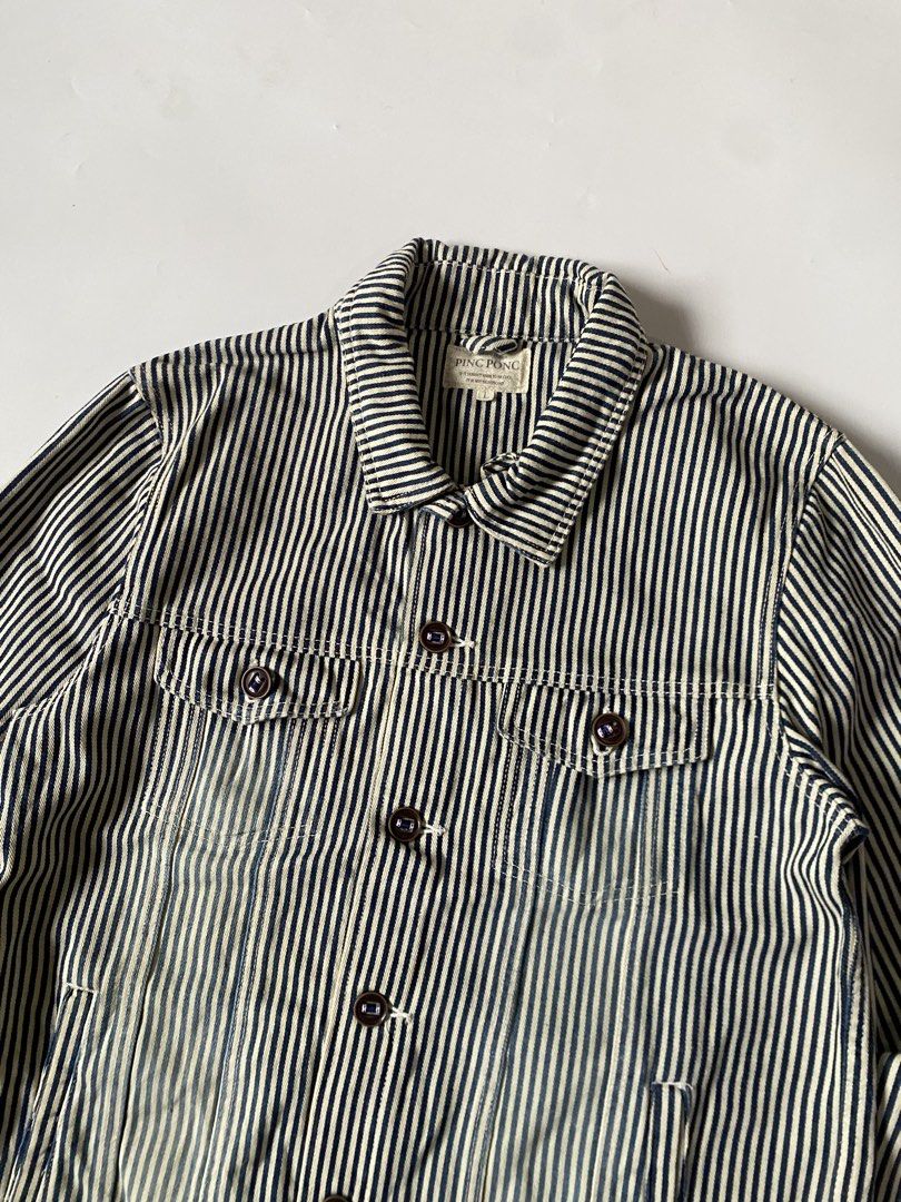Pinc Ponc Rail Road Selvedge Work Jacket (Category: Coats, Jackets and Outerwear) located in Baguio. Submitted by archival.store (Listing ID 1461260640, Image 3). Description: Size tagged:L Issue:none Width:21.5 Length:27 Shoulder:18 Sleeve:26 Mine:990.