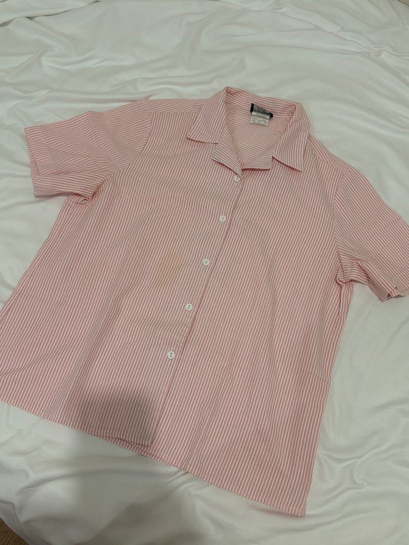 Pink and White Striped Button-Up Shirt (Category: Shirts) located in Manila. Submitted by t_a_s_h (Listing ID 1461222029, Image 1). Description: .