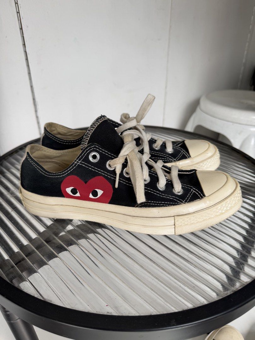 Play Comme Des Garcons (Category: Sneakers) located in Quezon City. Submitted by macleen17 (Listing ID 1461255189, Image 1). Description: Play Comme des Garcons Size 5.5 us Excellent Condition Black Color Lowcut Heart iconic design in side .