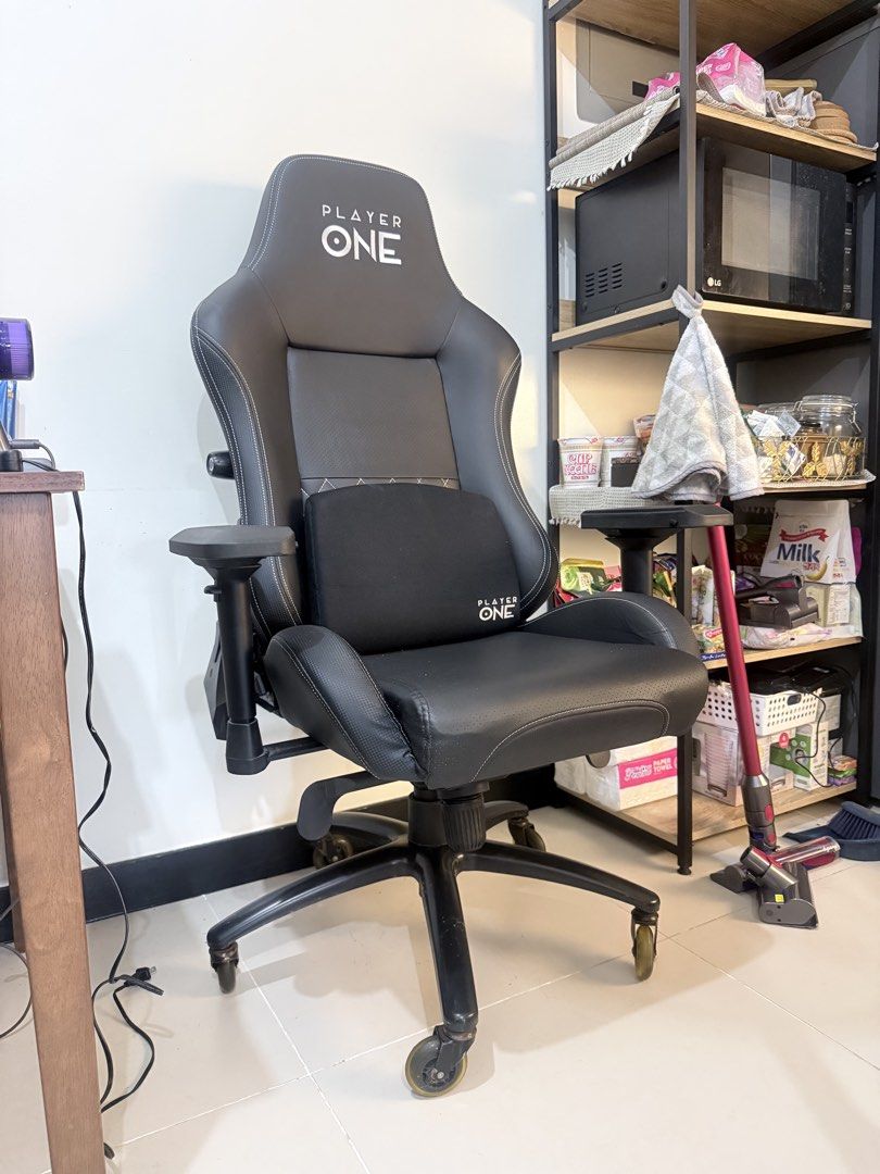 Player One Ghost 2021 Gaming Chair - Black (Category: Chairs) located in Mandaluyong City. Submitted by gelosellsfrommandaluyong (Listing ID 1460929503, Image 3). Description: - Player One Ghost 2021 Gaming Chair - Color: Black - Recently purchased and confirmed delivery - Designed for comfort during extended gaming sessions - Sturdy and durable construction - Enhances any gaming setup - Message me for inquiries.