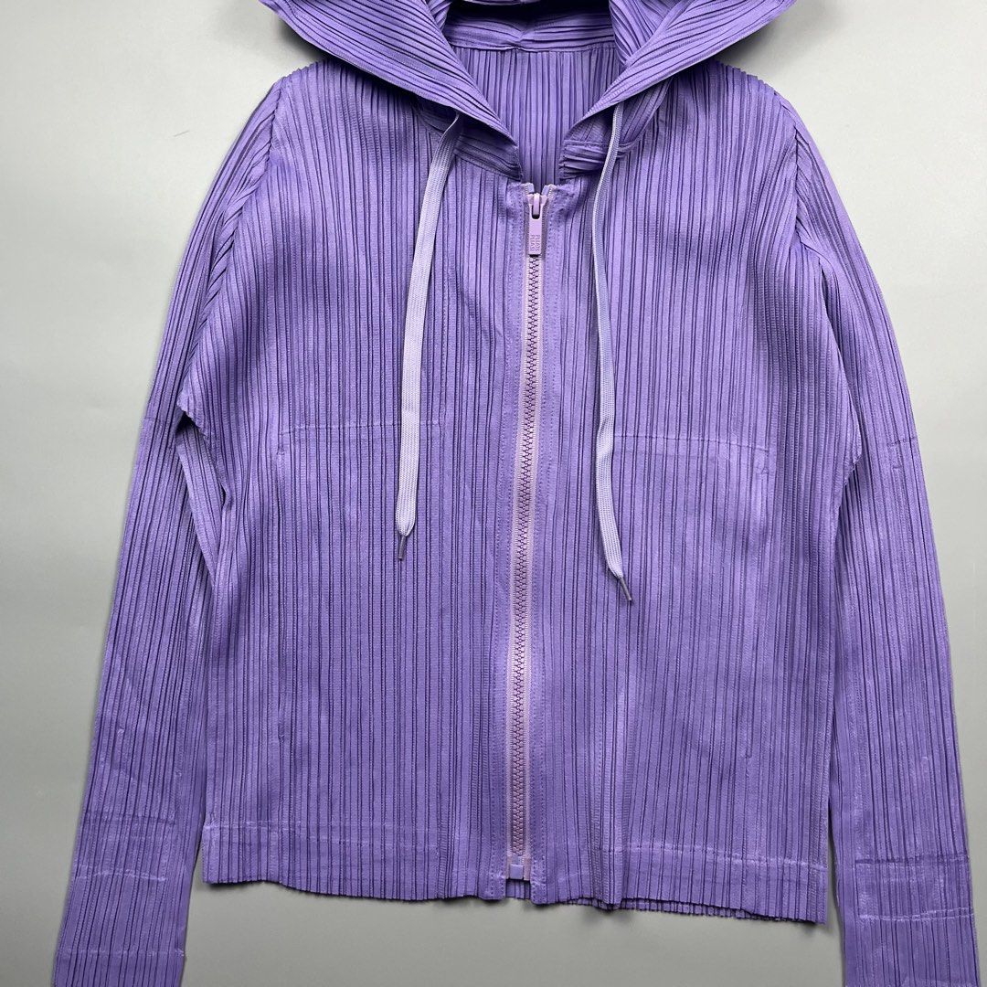 Pleats please - Violet zip up Hoodie (Category: Coats, Jackets and Outerwear) located in Subic. Submitted by splx.stff (Listing ID 1461200441, Image 2). Description: No Flaw Missing tags Excellent Condition All details are posted - Width: 19 Length: 20 - Feel free to offer Ask before you buy No return No Refund.