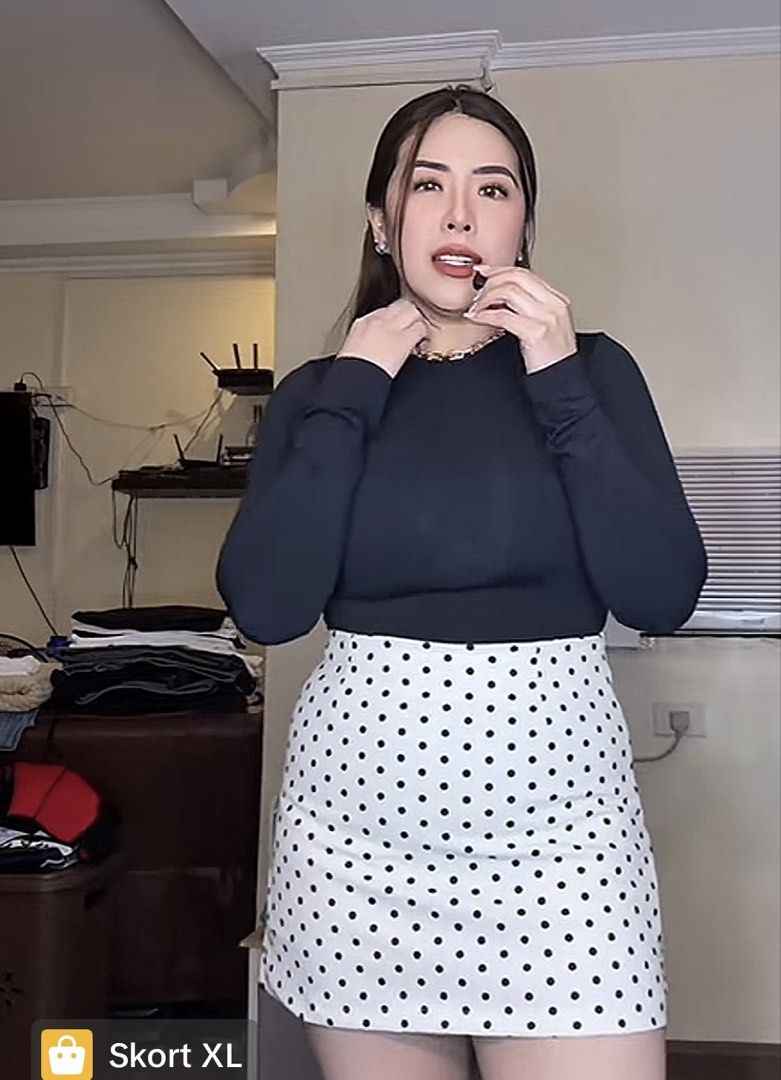 Polka Dot Skirt - Cream and Black (Category: Skirts) located in Pasig City. Submitted by apolstore (Listing ID 1461250411, Image 3). Description: -never worn mali po ng size Fits medium to large - Black polka dot pattern - A-line cut - Versatile for casual or dressy looks - Easy to pair with t-shirts or blouses.