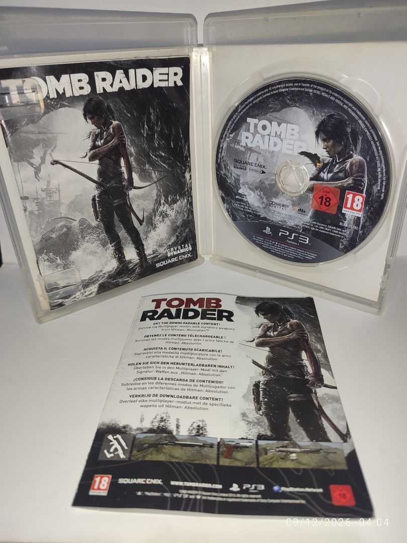 PS3 - Tomb Raider (PRE-OWNED) "EU" (Category: PlayStation) located in Mendez-Nunez. Submitted by sf2_gameshop (Listing ID 1461225500, Image 3). Description: PLEASE READ CONDITION: A pre-owned item. Installed and tested working. Its cover art has a portion that it was peeled off, but not affecting the gameplay. It comes with the game manual and insert. The back case has dents - pls. see posted photo. GENRE: Action-adventure MODE: Single-player REG