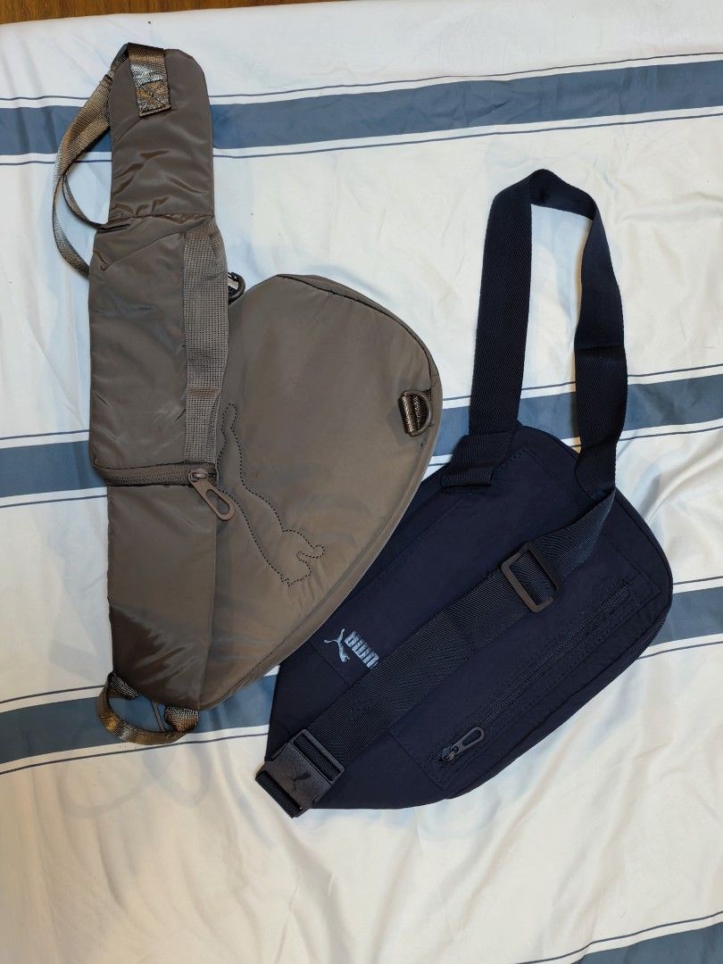 Puma Sling Bags (2 pcs) (Category: Sling Bags) located in Moncada. Submitted by gwatstuffshopaholic (Listing ID 1461258030, Image 2). Description: - Two Puma sling bags available: Navy Blue (Doer) and Brown (Myriad). - Features adjustable straps for a comfortable fit. - Includes secure zippered compartments for your essentials. - Lightweight and practical design. - Perfect for everyday use or travel..