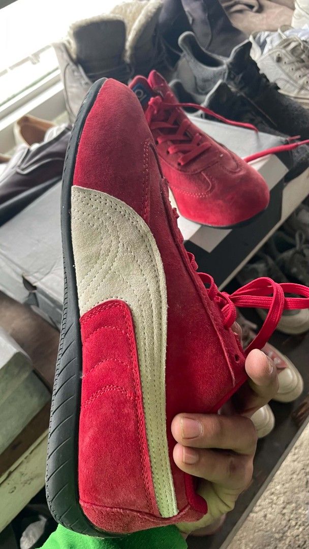 Puma Sparco Red Suede Speedcat Shoes (Category: Sneakers) located in Bayambang. Submitted by ducojanus904184 (Listing ID 1461322770, Image 3). Description: - Red Puma Sparco Speedcat shoes - Suede material with white accents - Lace-up closure - Ideal for casual wear or driving - Cool and stylish sneakers - Please check photos for detailed condition.