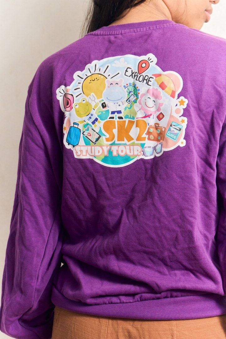 Purple SKZ Study Tour Graphic Sweatshirt (Category: Coats, Jackets and Outerwear) located in Manila. Submitted by missalmon (Listing ID 1461254965, Image 2). Description: L: 23.5 inches W: 21 inches Regular Fit Kid Design No Issue .