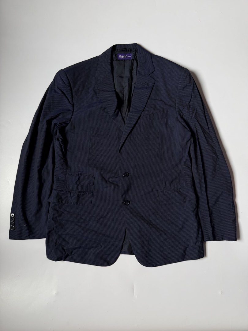 Ralph Lauren Purple Label Blazer Navy (Category: Coats, Jackets and Outerwear) located in Baguio. Submitted by themgarbage (Listing ID 1461258640, Image 1). Description: Size tagged:42R Issue:none Width:21 Length:30 Shoulder:19 Sleeves:25.
