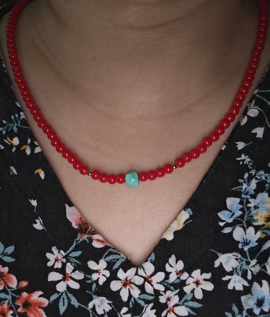 Red Coral Necklace with Turquoise Accent (Category: Necklaces) located in Santa Rosa. Submitted by crystal1.0 (Listing ID 1460773167, Image 2). Description: 18 inches..