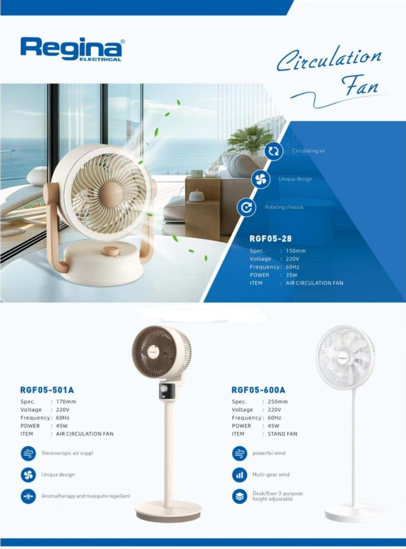 Regina Electric fan (Category: Air Conditioning and Heating) located in Malabon City. Submitted by mrsuabae (Listing ID 1461284054, Image 1). Description: Quality Regina Electric fan 45w.