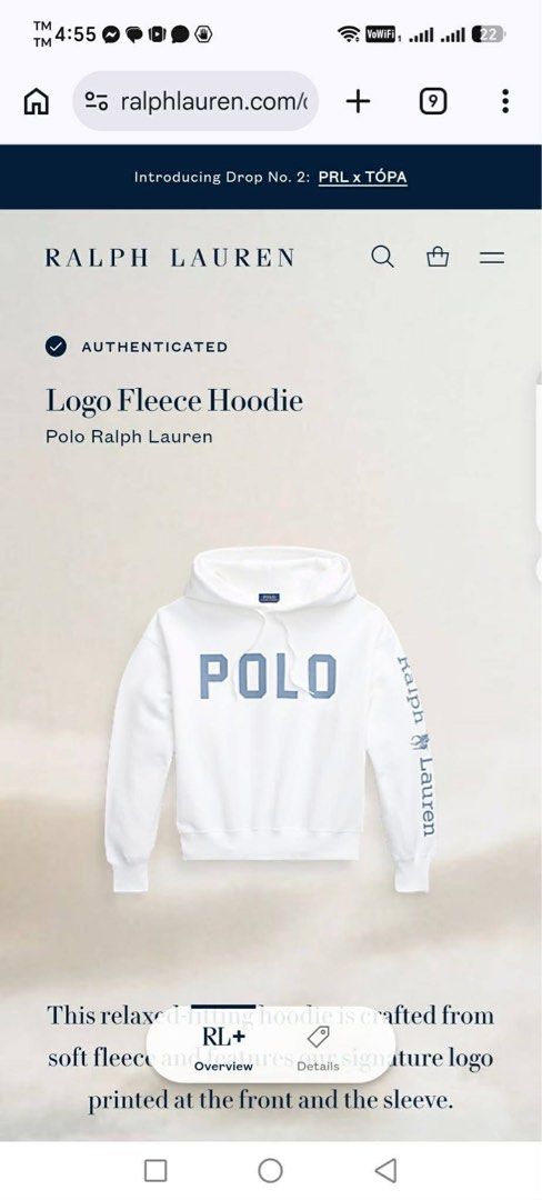 RL Hoodie Script (Category: Coats, Jackets and Outerwear) located in Batangas. Submitted by milxsells (Listing ID 1461277236, Image 1). Description: 22/24 no issue bnew color rate: 10/10 .