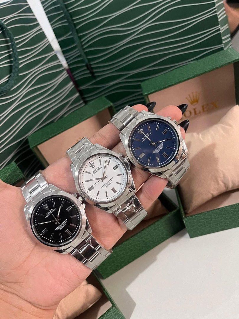 Rolex Men’s Watch - Multiple Colors Available (Category: Luxury Watches) located in Caloocan City. Submitted by minuteburger (Listing ID 1461258087, Image 1). Description: — Available dial colors: Black, White, Blue — with branded box & paperbag — nontarnish upon propercare ₱175min. of 10pcs ₱170 min. of 50pcs ₱165 min. of 100pcs ₱160 min. of 500pcs/bulk 📍greenland’s cainta .