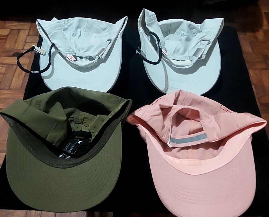 Running and Outdoor Caps - Various Colors (Category: Caps & Hats) located in Legazpi City. Submitted by street_uniform (Listing ID 1461293399, Image 2). Description: - 280 each. - Colors: 2 light beige, 1 olive green, 1 dusty rose - Olive green cap features 'MVS' logo - Dusty rose cap has perforated details - Adjustable straps at the back - Ideal for everyday wear or sports activities.