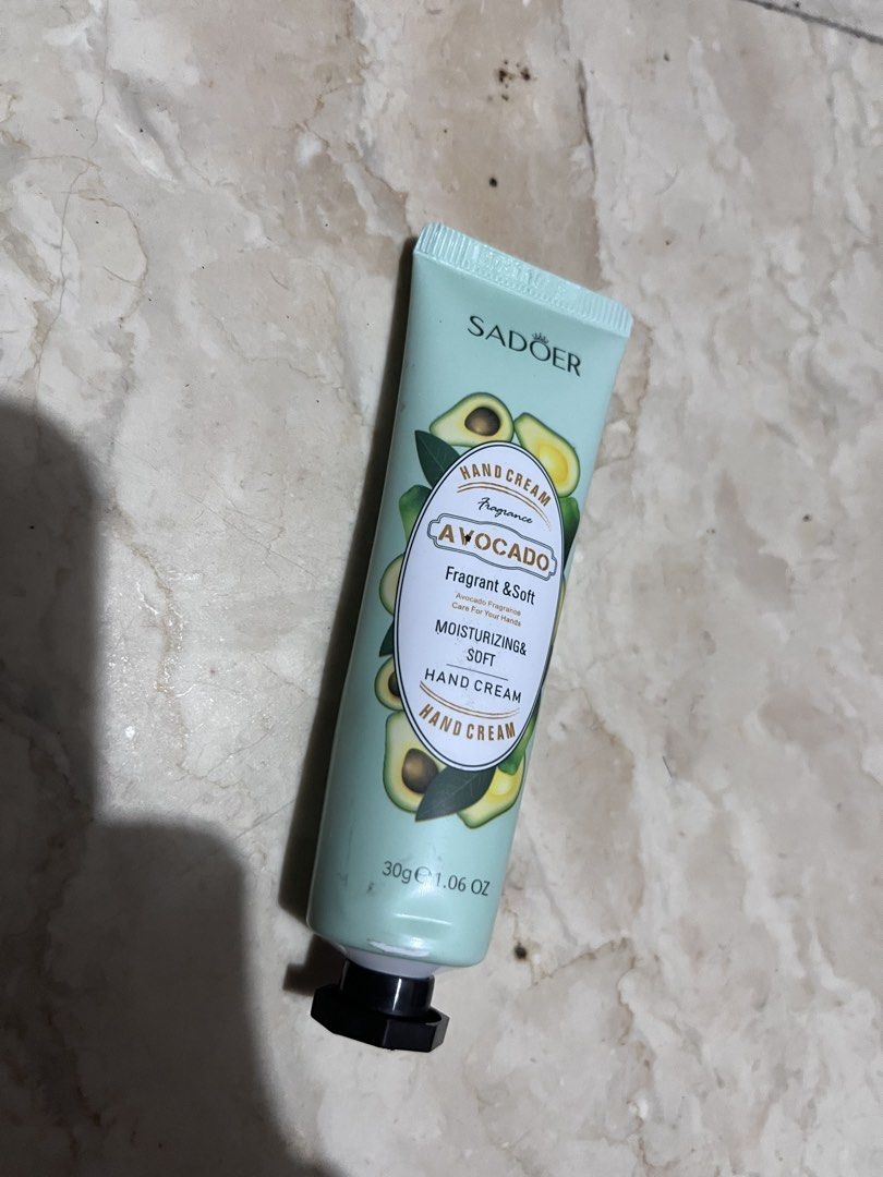 Sadoer Avocado Hand Cream - Moisturizing & Soft (Category: Hands & Nails) located in Las Pinas. Submitted by albert_lp (Listing ID 1461232363, Image 1). Description: - Sadoer Hand Cream with Avocado Fragrance - Deeply moisturizing for soft, smooth hands - Leaves hands feeling hydrated and refreshed - Convenient 30g (1.06 oz) tube size.