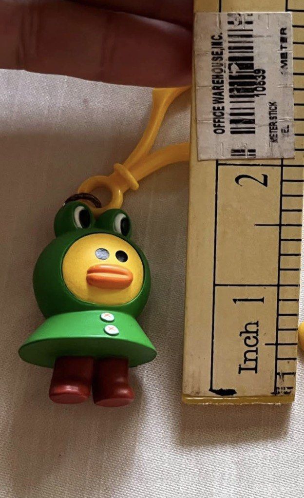 Sally in frog raincoat bag charm (Category: Character Goods) located in Paranaque City. Submitted by bonsaiart (Listing ID 1461274146, Image 2). Description: Pre owned Good condition 250+sf Payment via GCASH or paymaya No to meetup No to cop / cod Shipping via j&t only No breaking of set or bundle.