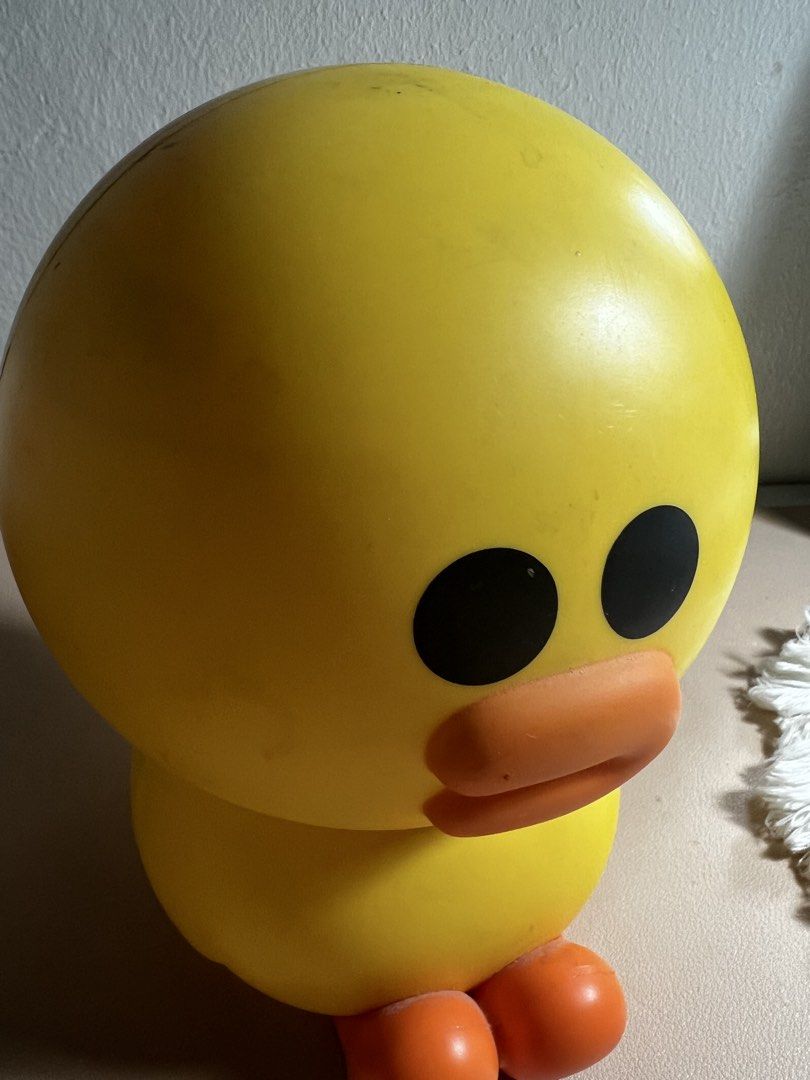 sally LINE FRIENDS (Category: Designer & Blind Box Toys) located in Valenzuela. Submitted by decluttering.manila (Listing ID 1461246082, Image 3). Description: Cute yellow duck toy. It's a container, you can store small items inside. The top part comes off. There's also a small plastic jar included. Great for organizing small trinkets or as a fun desk decoration. Bright yellow color..