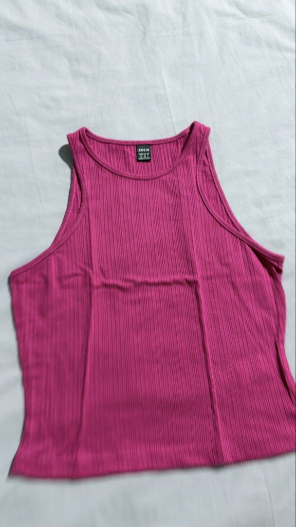 SHEIN Ribbed Tank Top - Pink (Category: Sleeveless) located in Iloilo. Submitted by kathiesboutique.ilo (Listing ID 1461321212, Image 1). Description: - Pink ribbed tank top from SHEIN - Racerback style - Comfortable and stretchy material - Perfect for layering or wearing solo - Easy to pair with any outfit.