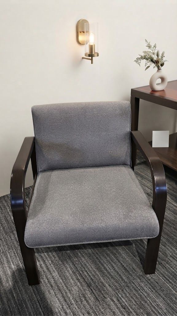 Single Sofa (Category: Office Furniture & Fixtures) located in Manila. Submitted by yas2079 (Listing ID 1461193813, Image 1). Description: Single Sofa Brand: Japan ₱5,500 ONLY! Dimensions: W60 × L57 × H70 cm ✅Modern single-seater armchair with curved wooden armrests. ✅Fabric upholstery, high-density foam, durable wooden frame. ✅Comfortable seating for offices,lounges, reception, and waiting areas. 📍 Location: OfficeBusters Balintawak 🙋 Look for