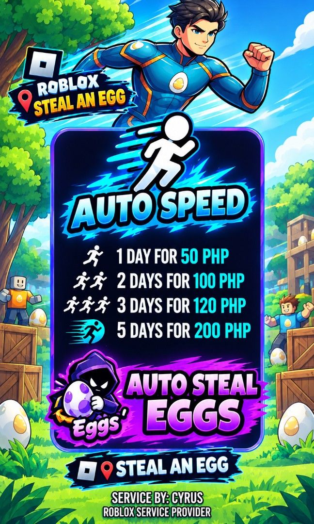 Steal an Egg - Roblox (Category: In-Game Products) located in Manila. Submitted by sellercyps99 (Listing ID 1461234479, Image 1). Description: .