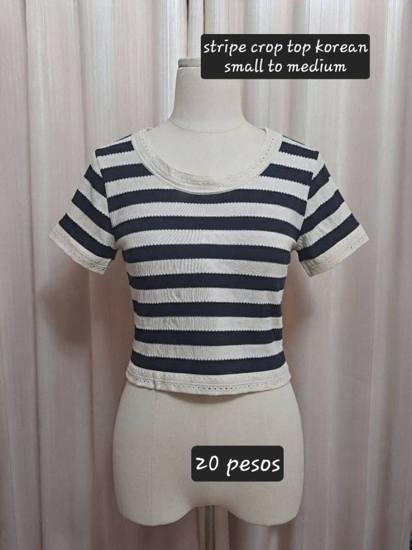 Stripe crop top (Category: Blouses) located in Makati City. Submitted by kathnkeyonlineshop (Listing ID 1461289365, Image 1). Description: Actual Pictures, Payment and Condition is stated in the photo Magabasa po ng maigi! Items can be Brandnew, unused or slighly used! Lahat ng description nasa photo na. Sa mga preloved ukay manage your expectations okay. Meetup or delivery are available DM TO MINE.