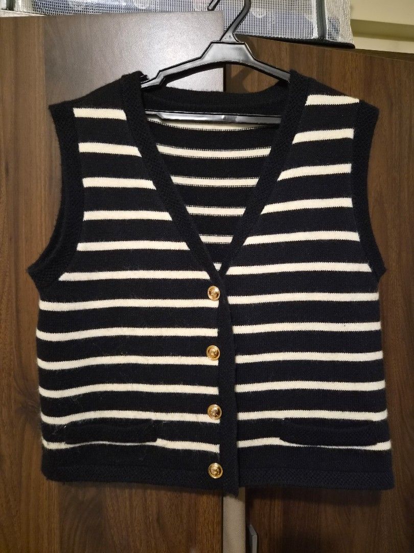 Striped Knit Vest (Category: Coats, Jackets and Outerwear) located in Taguig. Submitted by nikkiudelp (Listing ID 1461264674, Image 1). Description: - bought at a bazaar, free size, fits M-L.