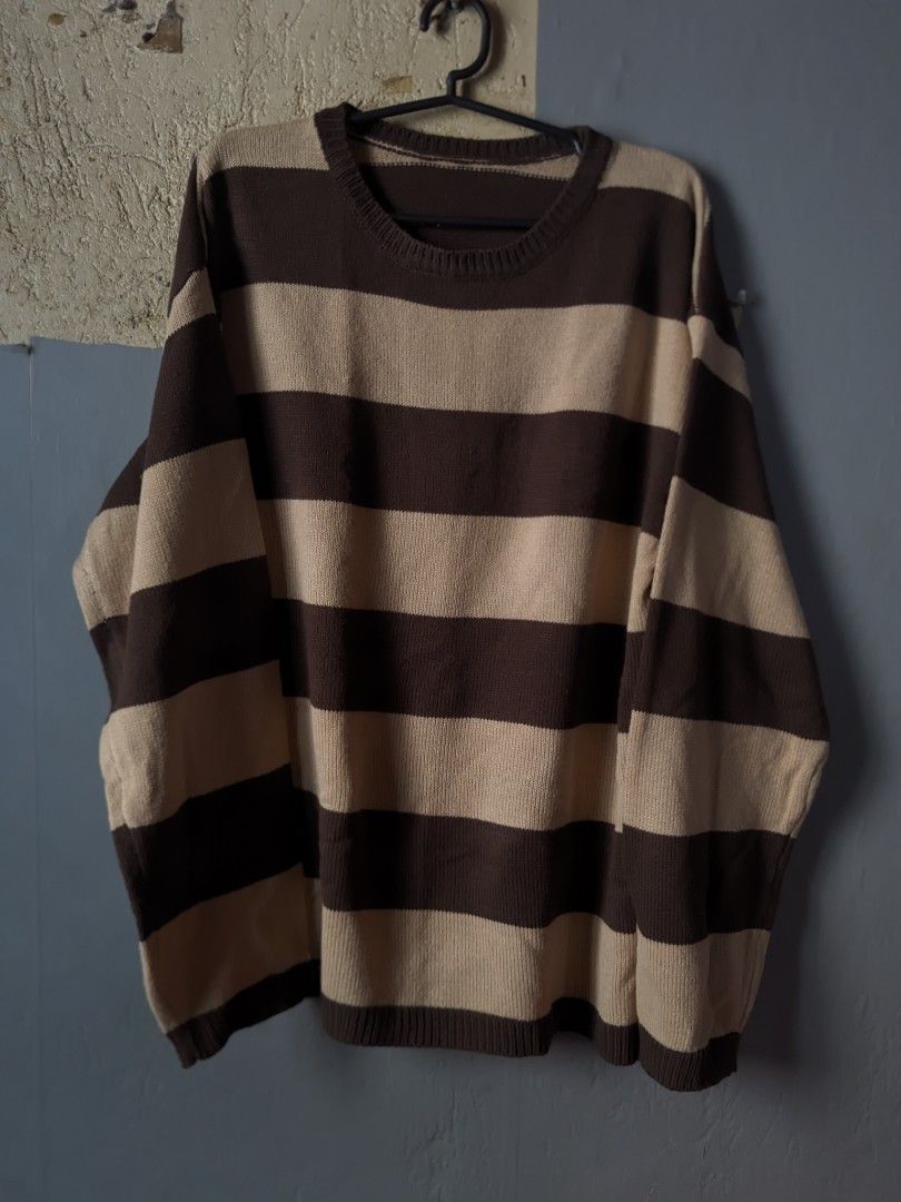 Striped Long Sleeve Sweater (Category: Longsleeves) located in Manila. Submitted by andreiming84756 (Listing ID 1461189085, Image 3). Description: - Cozy striped sweater - Long sleeves, crew neck - Available colors: red/black, grey/black, brown/cream, olive/black - Soft knit material - Ideal for layering or wearing alone - Perfect for casual outfits.