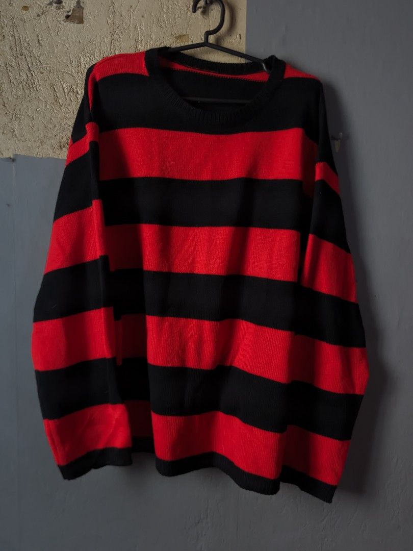 Striped Long Sleeve Sweater (Category: Longsleeves) located in Manila. Submitted by andreiming84756 (Listing ID 1461189085, Image 1). Description: - Cozy striped sweater - Long sleeves, crew neck - Available colors: red/black, grey/black, brown/cream, olive/black - Soft knit material - Ideal for layering or wearing alone - Perfect for casual outfits.