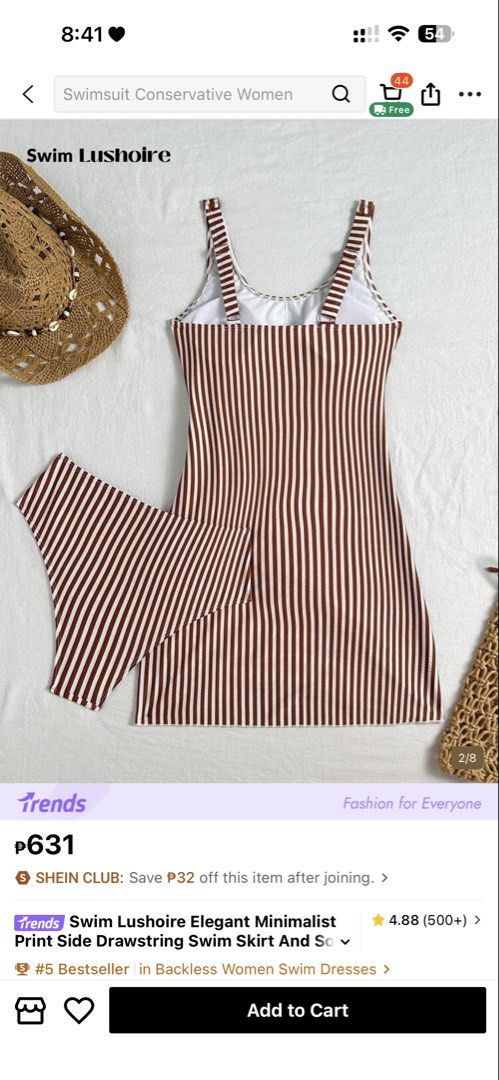Striped Side Drawstring SwimSkirt and Bikini Bottom (Category: Bikinis & Swimsuits) located in Santa Rosa. Submitted by lrdscd (Listing ID 1461118283, Image 2). Description: - brand new; never used -orig price ₱600-+ RFS: Wrong size.