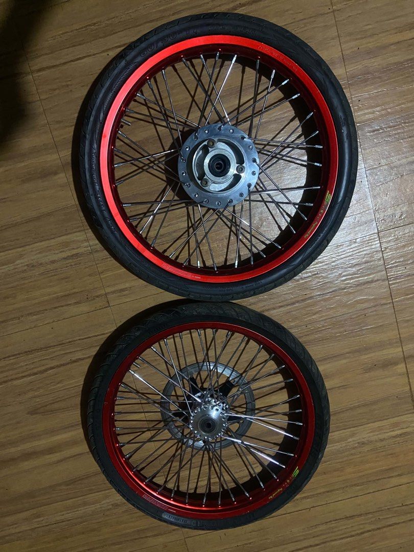 Strong rim w/ small hub (Category: Mags and Tires) located in Caloocan City. Submitted by epichorse_391b10 (Listing ID 1461178180, Image 1). Description: - Set of 2 red spoke - Ready for immediate installation - Sold as a pair -slightly negotiable -good as new 1 week use only.