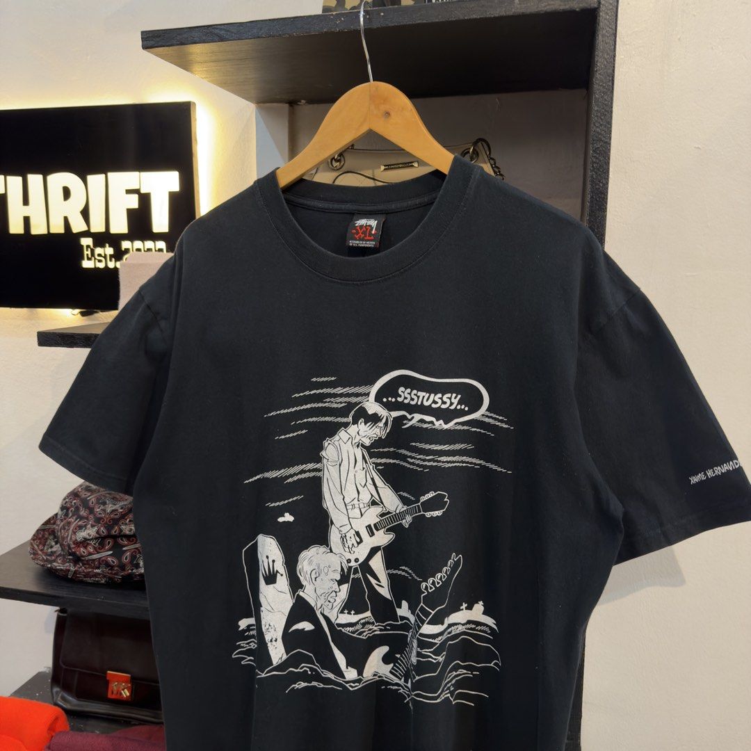 Stussy Xaime Hernandez Black Tee (Category: Tshirts & Polo Shirts ) located in Manila. Submitted by jerichomal82553 (Listing ID 1461266569, Image 2). Description: Stussy Xaime Hernandez Black Tee 23 by 28 Good Condition Complete Tags.