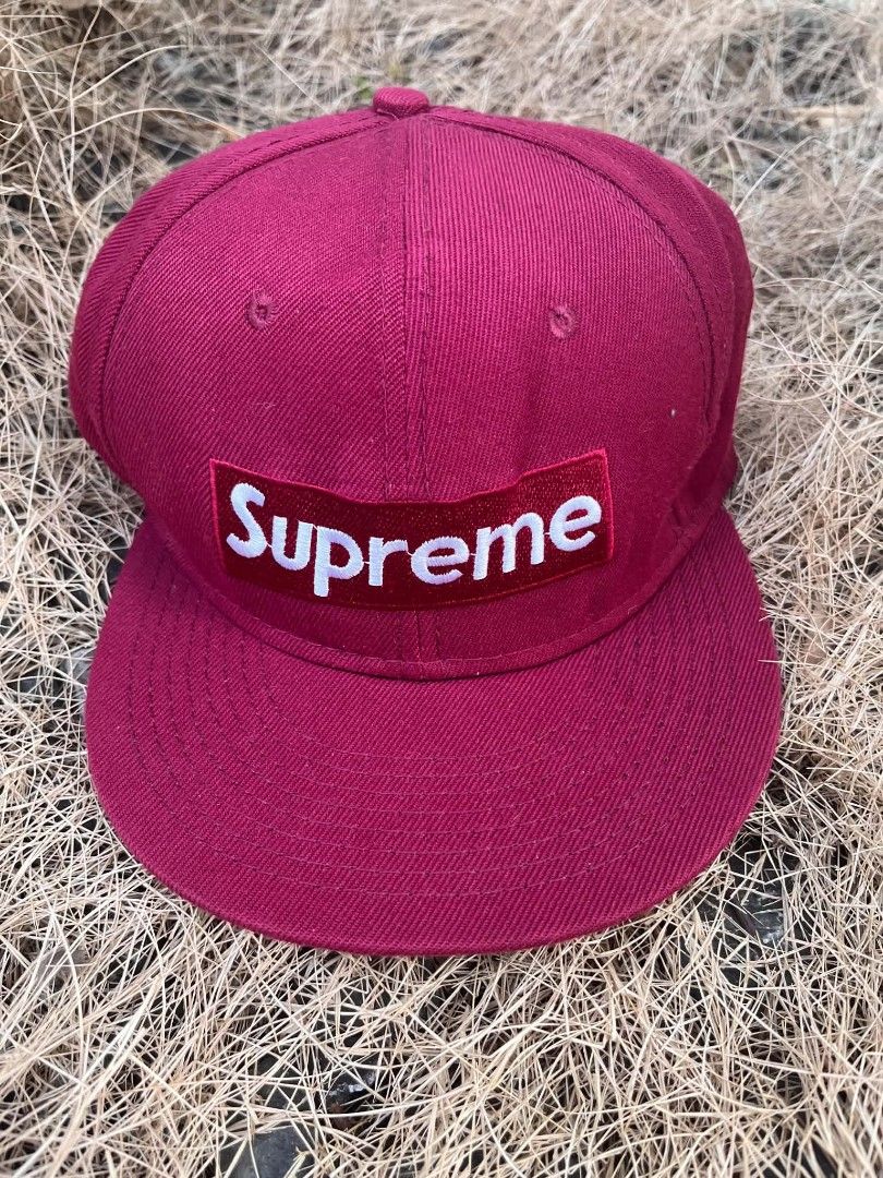 Supreme Bargundy Cap (Category: Caps & Hats) located in Roxas City. Submitted by gothriftaholic (Listing ID 1461303316, Image 1). Description: Loc: Roxas, Capiz ( VISAYAS ) good condition, have a minimal issue color rate 10/10 DM me.