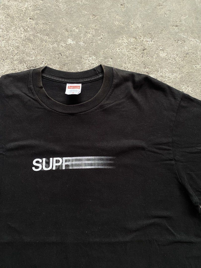 Supreme Motion Tee SS23 (Category: Tshirts & Polo Shirts ) located in Rizal. Submitted by various.stuff (Listing ID 1461251603, Image 2). Description: Item: Supreme Motion Tee SS23 Dimes: 22 x 29 Condition: Good Color rate: 9/10 Issue: neckline.