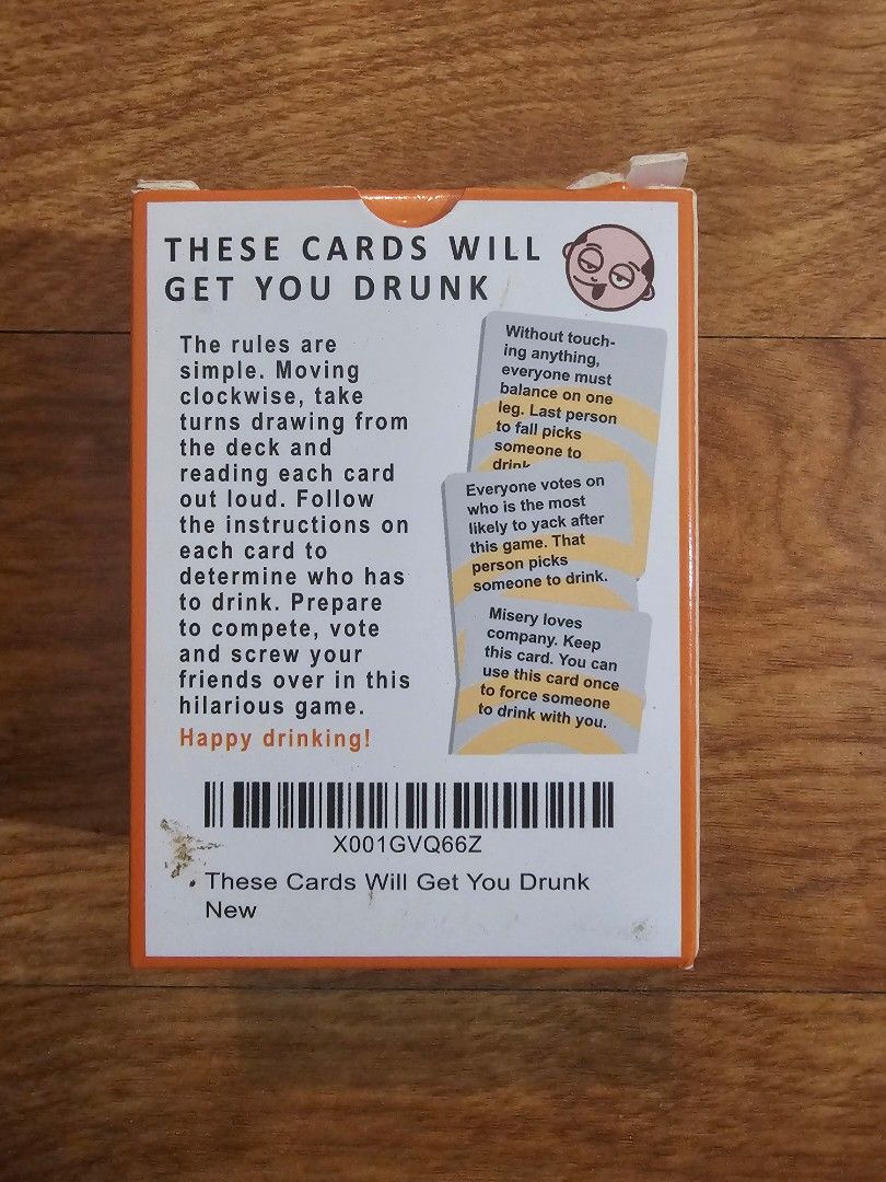 These Cards Will Get You Drunk (Category: Board Games & Puzzles) located in Quezon City. Submitted by findsbydavie (Listing ID 1461283693, Image 2). Description: - Product: "These Cards Will Get You Drunk" Party Game - Age Recommendation: 18+ (Adults) - Number of Players: 2-8 - Number of Cards: 100 - Gameplay: Simple rules, draw cards, follow instructions for drinking challenges. - Perfect for: Parties, gatherings, social events. - Origin: Made i