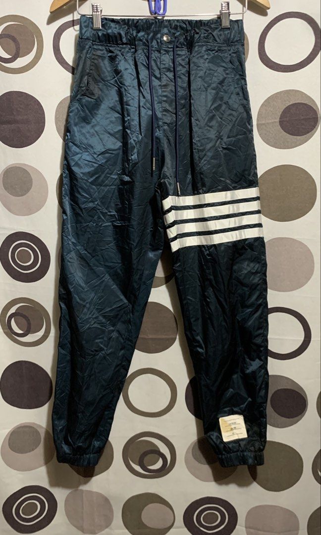THOM BROWNE RIPSTOP 4-BAR TRACK PANTS (Category: Joggers) located in Manila. Submitted by thriftstwodrips (Listing ID 1461324137, Image 1). Description: Excellent condition Need wash only Fresh from bale Small - medium .