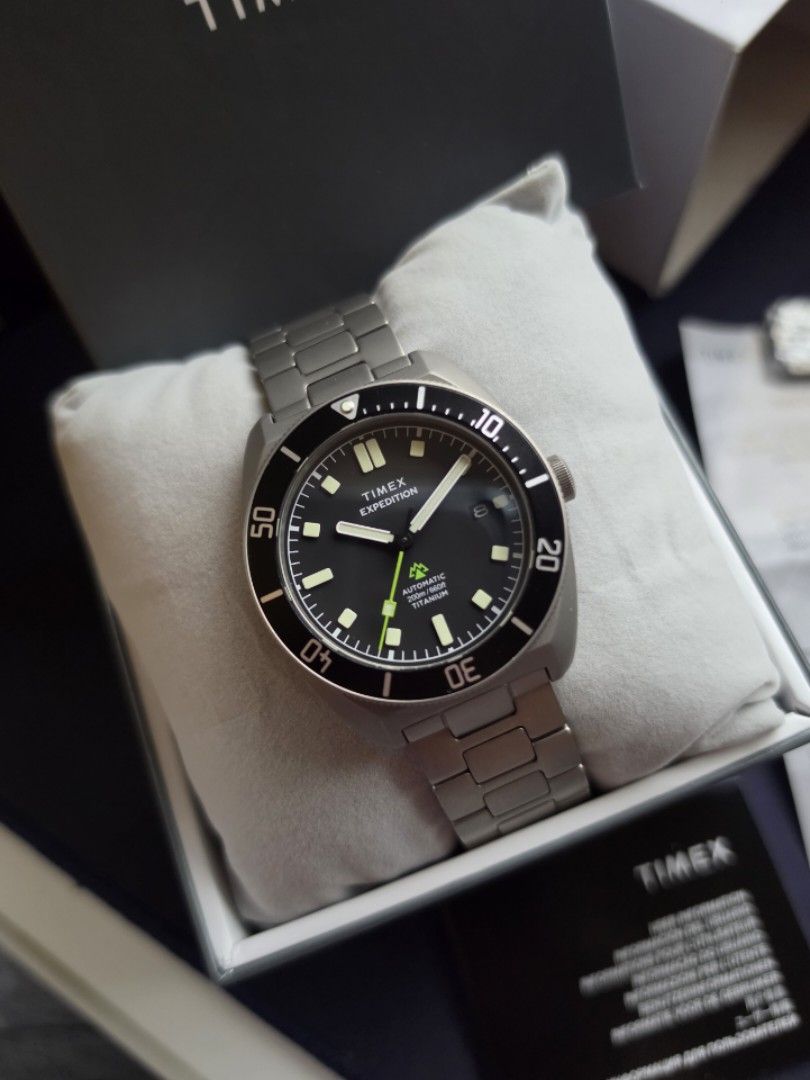 Timex Expedition Pioneer Full Titanium Automatic 41mm (Category: Men's Watches) located in Quezon City. Submitted by imchanggy (Listing ID 1461125400, Image 1). Description: Timex Expedition Pioneer Full Titanium Automatic 41mm ➡️Php 24,800 9.5/10 condition Complete set *Comes with double box, manual, guarantee certificate and extra links *Full titanium case and matching H-link titanium bracelet *Local AD - Watch Republic 2026 *with active warran