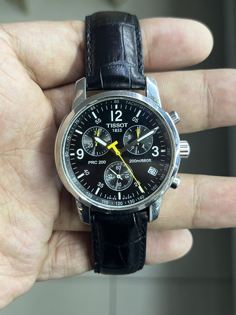 Tissot PRC 200 (Category: Men's Watches) located in San Juan City. Submitted by cal.28horologe (Listing ID 1461164700, Image 1). Description: Tissot PRC 200 Quick details: Movement type : Quartz All original 39mm case diameter Excellent running condition Everything is working including: Time adjustment Chronograph function Screwdown crown Price : ₱9,800php Inclusions: Unit and replacement Box. Location San Juan Greenhills..