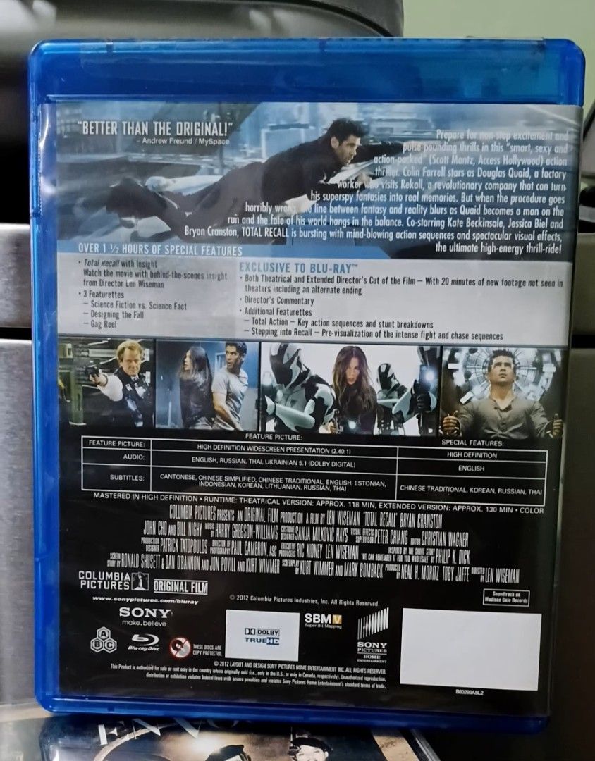 Total Recall 2-Disc Extended Director's Cut Blu-ray (Category: CDs & DVDs) located in Quezon City. Submitted by dancatz (Listing ID 1461124167, Image 3). Description: □ P 450.00 - Total Recall 2-Disc Extended Director's Cut Blu-ray - Includes both Theatrical and Extended Cuts - Starring Colin Farrell, Kate Beckinsale, and Jessica Biel - Over 1.5 hours of special features - Thrilling action and sci-fi film - area code ABC LFB Seller's location : B