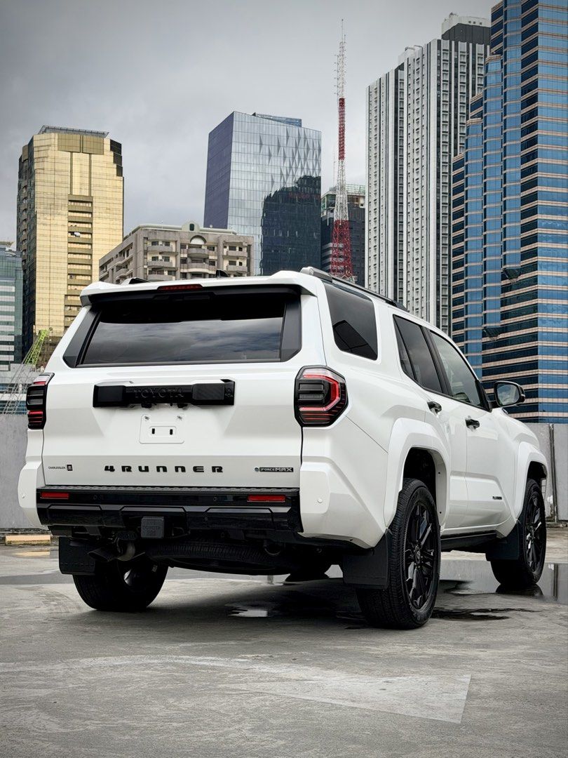 Toyota 4Runner Platinum I-Force Max Hybrid Auto (Category: New Cars) located in Pasig City. Submitted by gtautoph (Listing ID 1461242846, Image 3). Description: BRAND NEW 2027 Toyota 4Runner i-FORCE MAX Platinum 2.4-Liter Turbocharged 4-Cylinder Hybrid 326 HP 465 lb-ft Torque 8-Speed Automatic 4WD Torsen Limited-Slip Center Differential Adaptive Variable Suspension (AVS) Wind Chill Pearl Premium Black & Blue Leather Interior 20” Gloss-Black Alloy