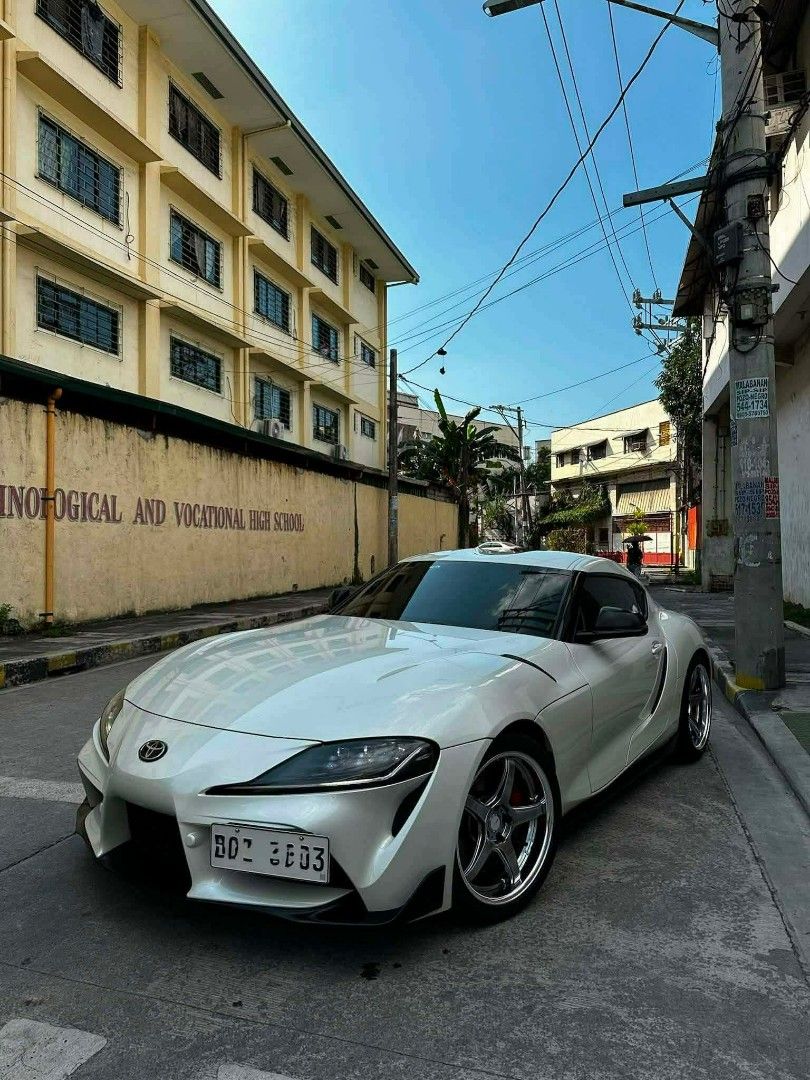 TOYOTA GR SUPRA (Category: Announcements) located in Cavite. Submitted by eyamvillag08141 (Listing ID 1461180531, Image 3). Description: 2020 Toyota GR Supra Ending plate "3" (Tuesday Coding) 11,000+ kms mileage Mods: Blitz Strut Bar CTS Turbo Air Intake V2 Performance Charge Pipe Boost Logic Catless Downpipe Valenti Taillights Work T5R 2P Wheels Michelin PS4S Tires Tuned by Leo Speedworks Asking price: 5.9M Location: Manila.
